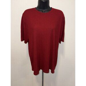 Axcess A Claiborne Co Womens Size L  Short Sleeve Knit Blouse Ribbed Red